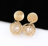 Vintage Geometric Simple Woven Ball Pearl Stud Earrings
