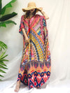 Over Again Abstract Print Loose Bohemian Maxi Dress
