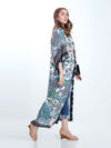 Evatrends cotton gown robe printed kimonos, Outerwear, Cotton, long sleeves, Birds print, Nightwear, long kimono, Board Sleeves, loose fitting, Printed, , belted