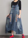 Dungarees cotton denim ripped jeans floral vintage retro style overall