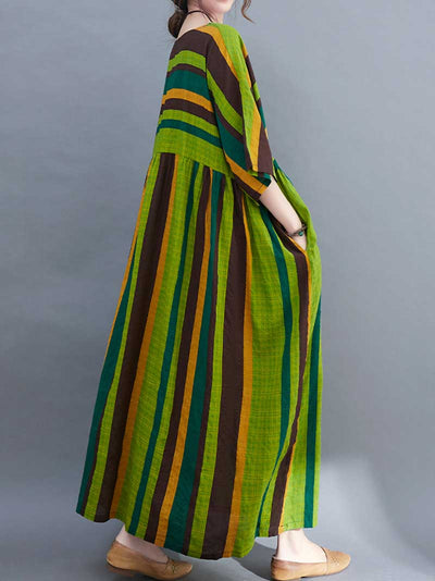 Striped Cotton  A-Line Dress