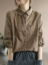 Holding My Hand Cotton plaid long-sleeved shirt Top