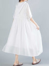 Cotton Short Sleeves A-Line Dress