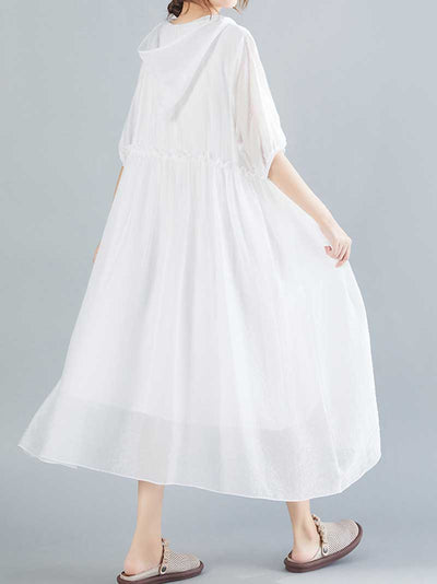 Cotton Short Sleeves A-Line Dress