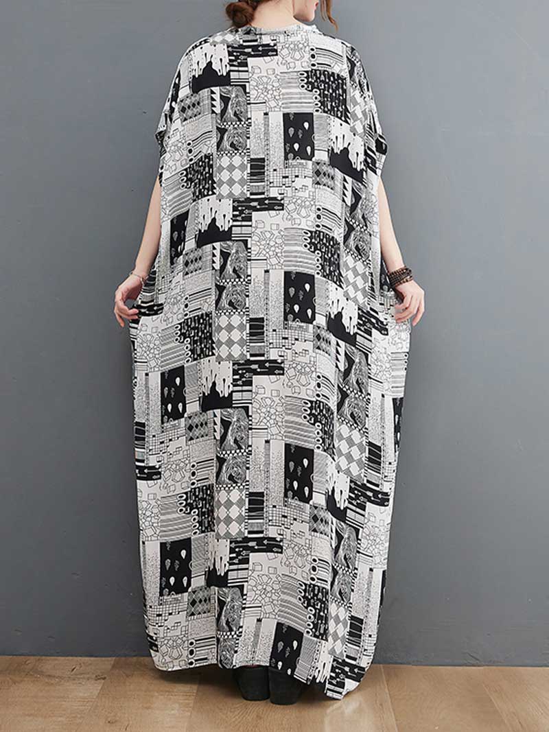 Look At Me Black & White Printed Kaftan Dress