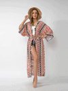 Evatrends cotton gown robe printed kimonos, Outerwear, polyester, Nightwear, long kimono, Board Sleeves, loose fitting, printed, Belted