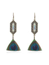 Dangling Druzy Peacock Feather Earrings