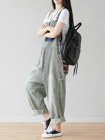 Eva Trends Dungarees cotton denim ,vintage retro style overall, Adjustable straps, double side pockets, Patch Denim overall, Back Pockets
