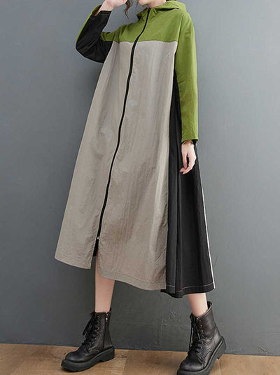 Hooded Windbreaker jacket style A-Line Dress