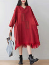 Two in love Denim Patch-Work Style Double Side Pockets Midi Dress