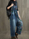 Dungarees cotton denim ripped jeans floral vintage retro style overall