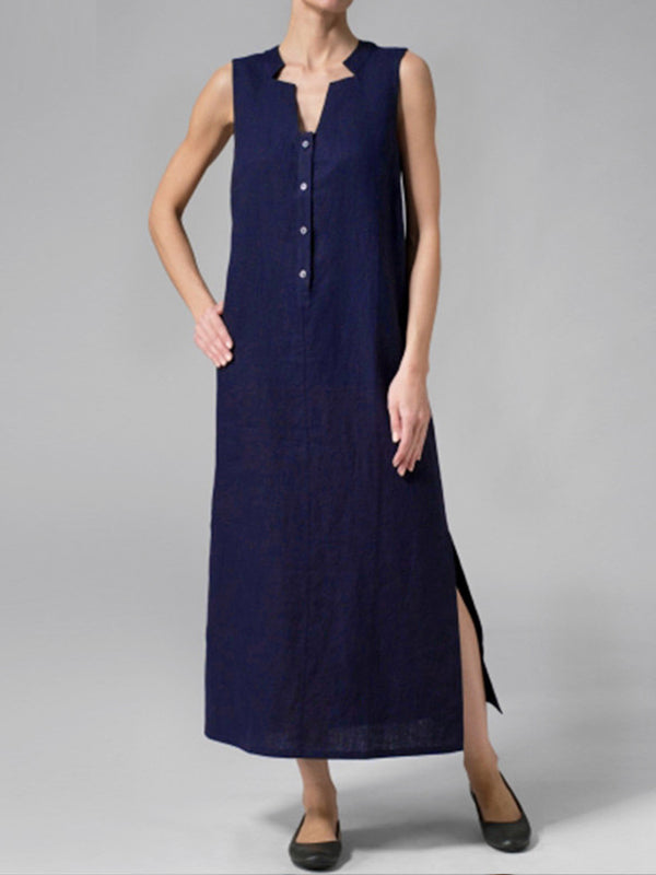 Botón Alinear el vestido maxi deslizante