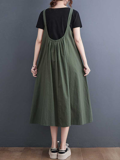 Plain Cotton Salopette Dress