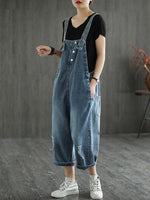 cotton denim ripped overall