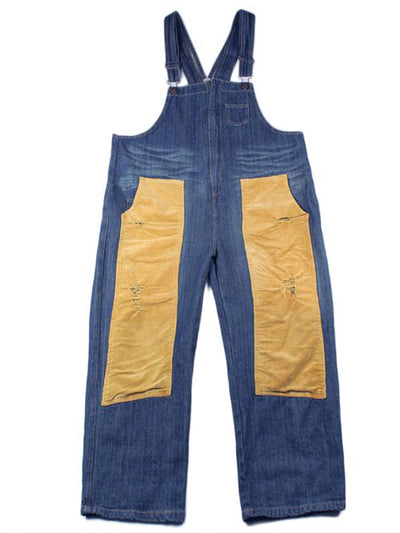 Happy Heart Color Contrast Denim Overall Dungarees