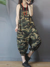 Dungarees cotton denim ripped jeans floral vintage retro style overall, Camouflage ,Two Back Pockets