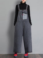 Dungarees cotton denim ripped jeans floral vintage retro style overall