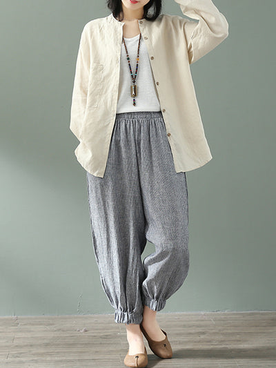 Blush Crinkle Cotton & Linen Pants