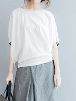 Evatrends Cotton Linen Top, Summer wear, Short sleeves, Stripped top, Round Neck, T-shirt Top, Wear With Jeans pant or Trouser