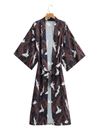 Evatrends cotton gown robe printed kimonos, Outerwear, Polyester, long sleeves, Birds print, Nightwear, long kimono, Board Sleeves, loose fitting, Printed, , belted