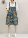 Dungarees cotton denim ripped jeans floral vintage retro style overall