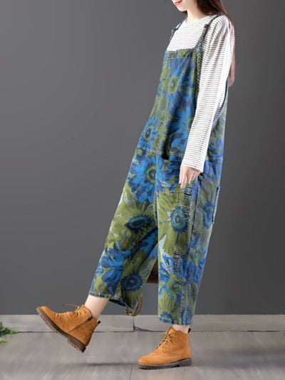Midnight Floral Overall Dungarees (USA ONLY)