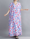 Evatrends kaftan, Rayon, V-neck, Printed, Short sleeves, Printed Kaftan Dress, Floral Print, Loose Waist, Long Dress, Beachwear Dress