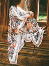Evatrends cotton gown robe printed kimonos, Outerwear, Chiffon, Nightwear, long kimono, Bat Sleeves, loose fitting, Floral print