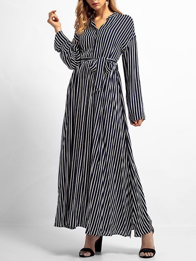 Natasha Basic Stripes A Line Dress