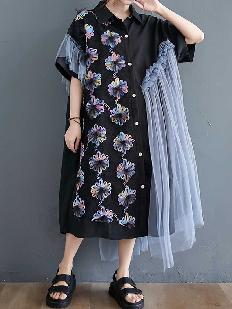Black Floral Enchanted A-Line Dress