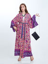 Evatrends cotton gown robe printed kimonos, Outerwear, Cotton, Nightwear, long kimono, Kimono Broad sleeves with armpit opening, loose fitting, Floral Print, Belted