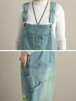 Stylish ripped denim dungarees