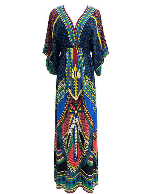 Tara Lee Retro Style Loose Bohemian Maxi Vestido