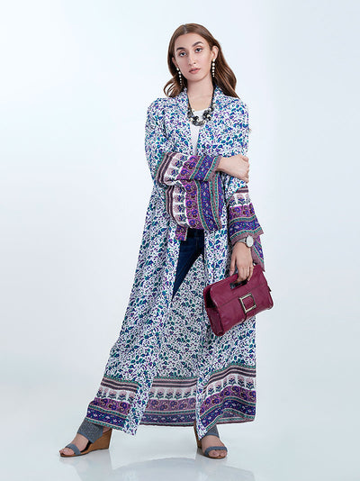 Evatrends cotton gown robe printed kimonos, Outerwear, cotton, Nightwear, long kimono, Board Sleeves, loose fitting, Floral Print , Belted