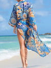 Evatrends cotton gown robe printed kimonos, Outerwear, Polyester, Nightwear, long kimono, Kimono Broad sleeves with armpit opening, loose fitting, Floral Print