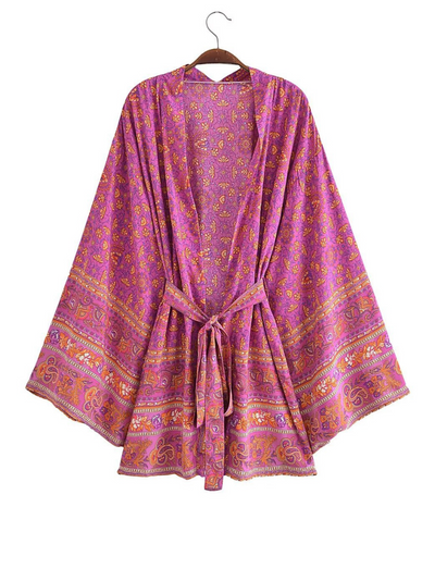 Women's pink short Print Kimono