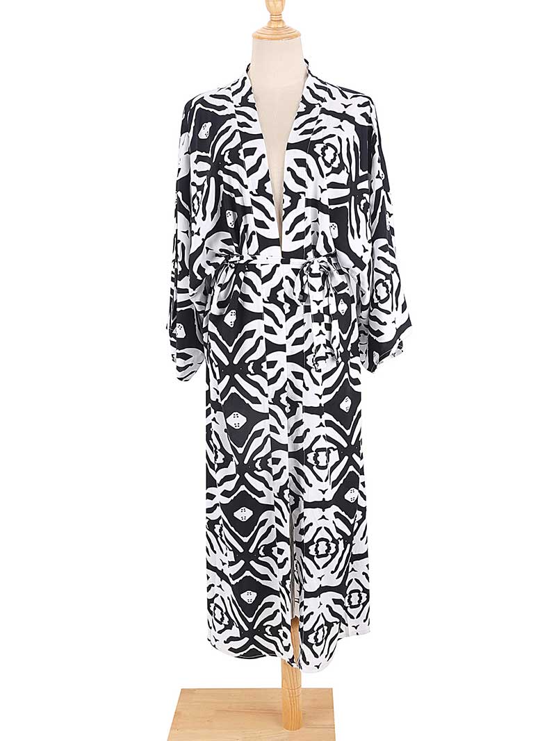 Evatrends cotton gown robe printed kimonos, Outerwear, Rayon 100%, Nightwear, long kimono, Board Sleeves, different color, loose fitting, Printed, fashionshow, kimono,