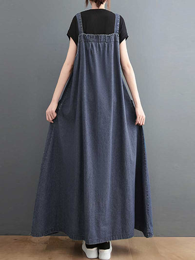 Denim Salopette Overall A-Line Dress