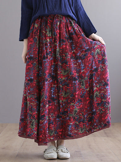 Double Layers Floral Printing Skirt