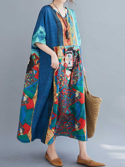 Never Give Up Printed  Smock Dress