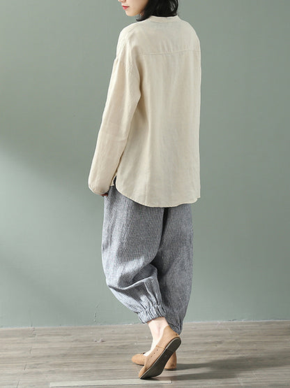 Pantalon de coton et de lin à roues à roues