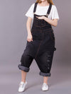 Dungarees, denim ripped , retro style overall, side and back pockets, ripped