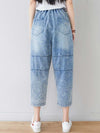 Evatrends Denim Pants, Bottom, Double side Pockets, Elastic Waist, Baggy Pants, Cropped Pant, Floral print