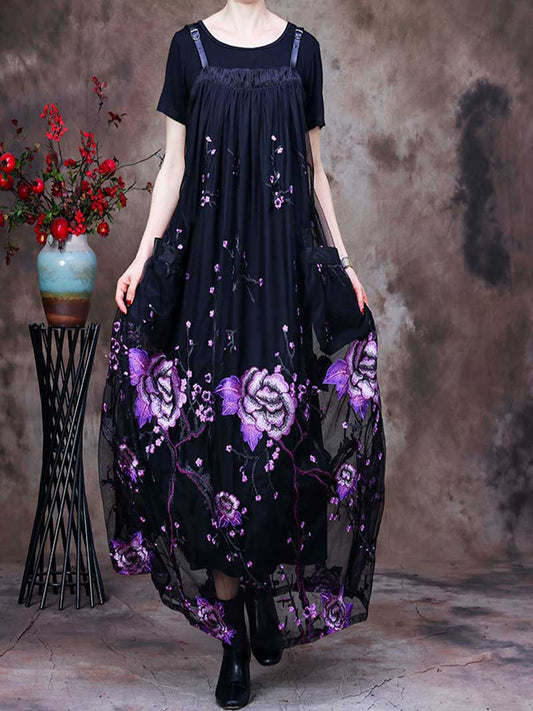 lady vintage eva dress Vintage Eva Blue Dress- Ruffled - Flowy - Floral - Summer