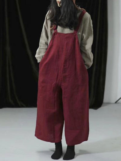 Jewel Cotton Wide-Legged Overall Dungarees(USA ONLY)