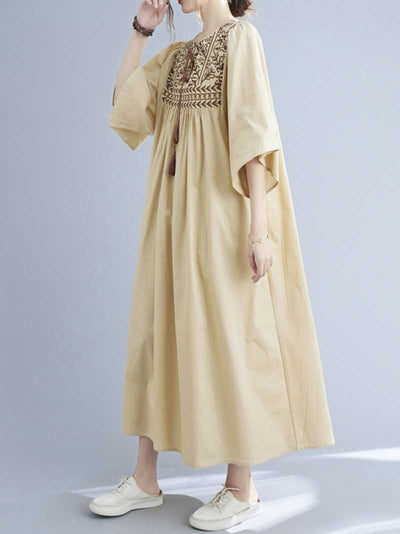 Embroidered Polyester  A-Line Dress