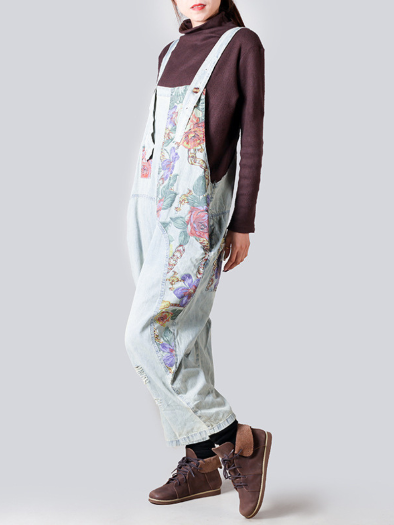 Women's Loose Fitting light-blue Dnim Overall 