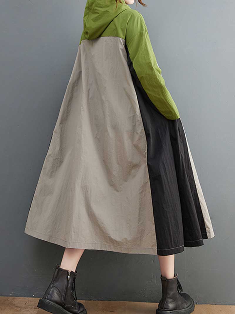 Hooded Windbreaker jacket style A-Line Dress