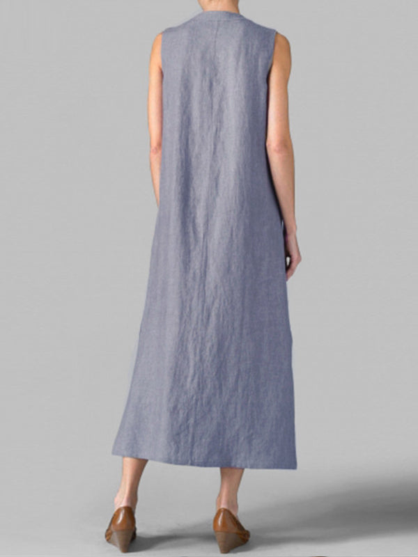 Botón Alinear el vestido maxi deslizante