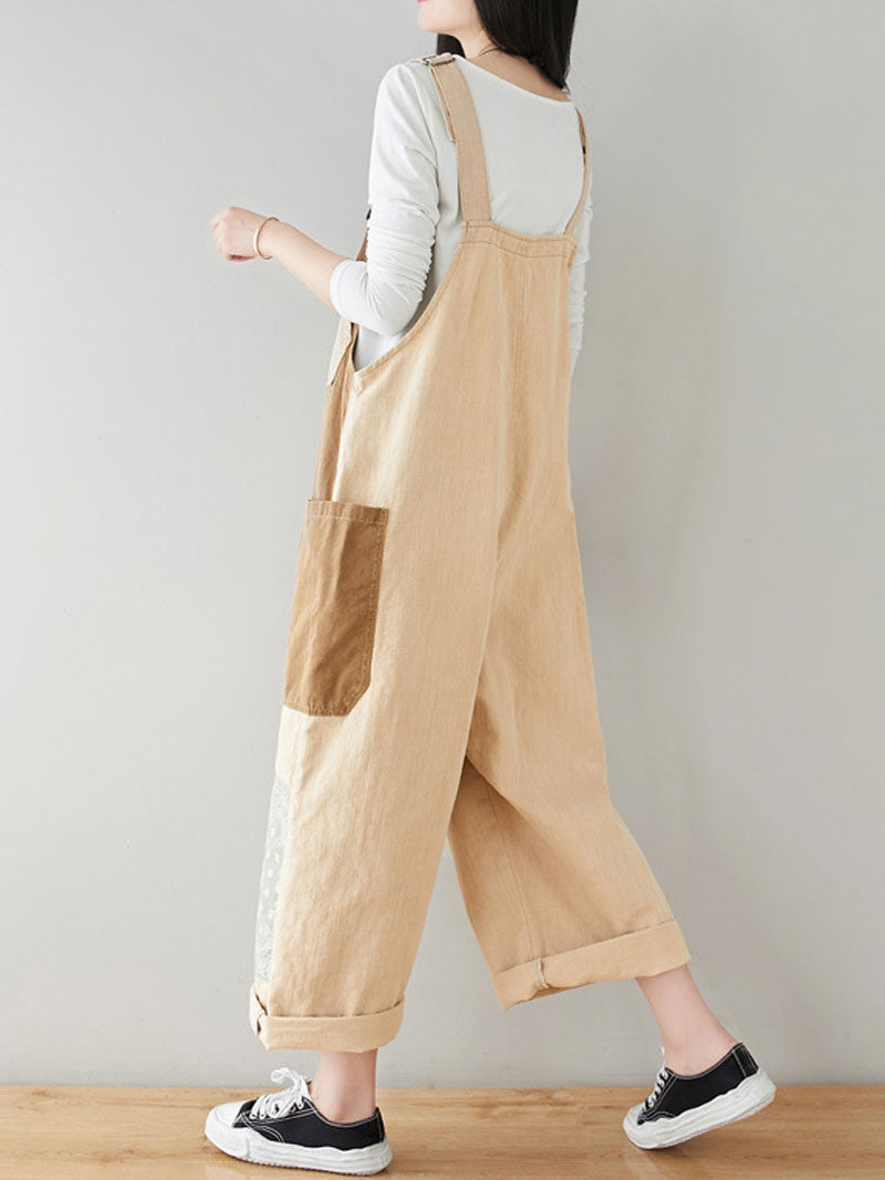 Dungarees cotton denim ripped jeans floral vintage retro style overall